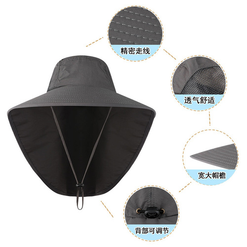 New outdoor fisherman hat for men and women, summer sun protection quick-drying hat, anti-UV sunshade, breathable fishing hat, mountaineering hat