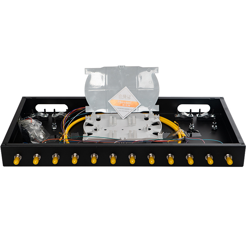 菲尼特 12口ST单模满配机架式光纤终端盒ST12芯多模光缆尾纤熔接