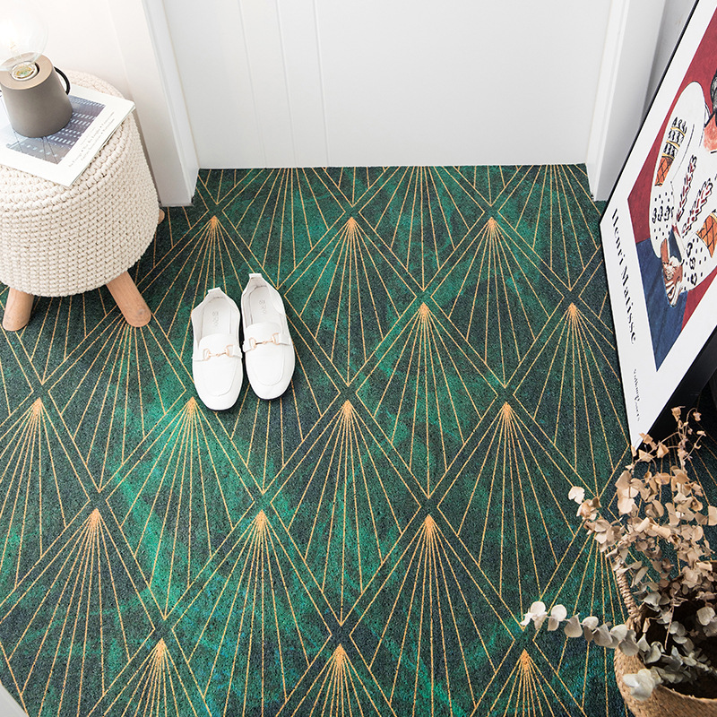 Alfombra de piso de anillo de seda Alfombra de puerta antideslizante nórdica Alfombra de pasillo Alfombra de pie de anillo de seda se puede cortar