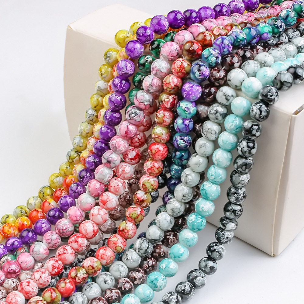 2020 new glass snowflake stone beads diy jewelry accessories beaded spacer beads wholesale snowflake glass beads 8mm