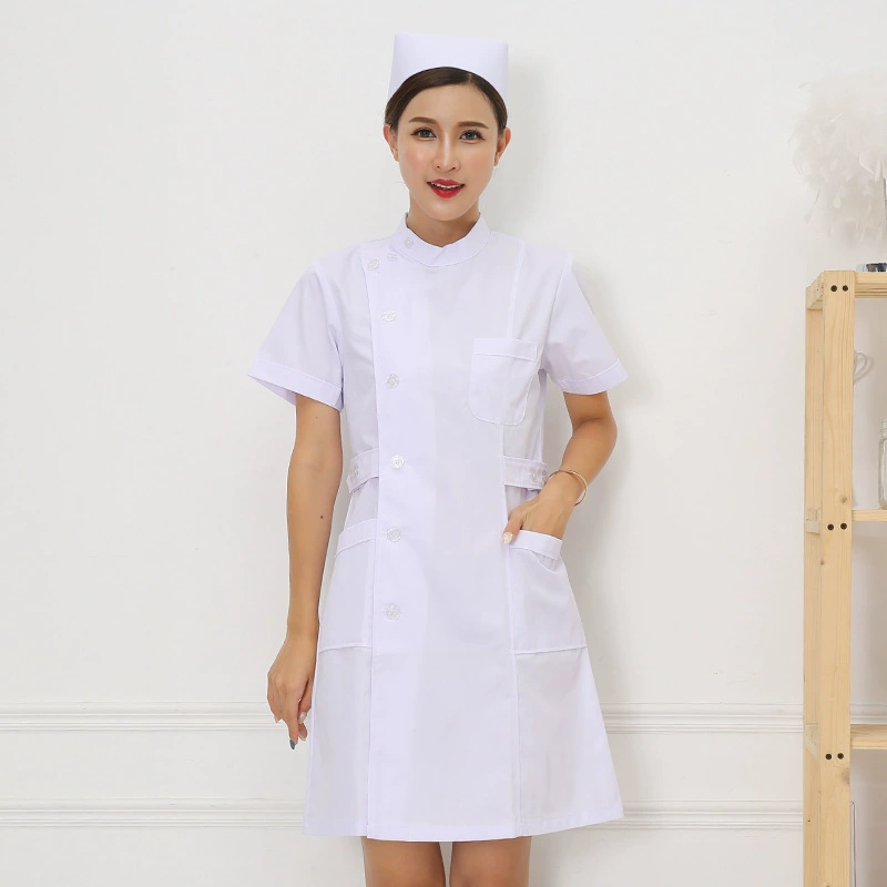Униформа медсестры с боковой грудью и воротником-стойкой, белое пальто, летнее зимнее пальто с короткими рукавами и длинными рукавами, больничная стоматологическая клиника, аптечная рабочая одежда, униформа взаимодействия