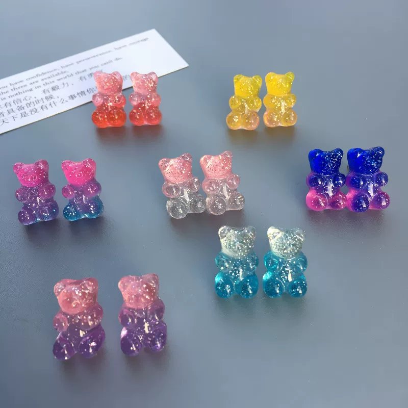 Милые серьги, клипсы, DIY, с маленькими медведями