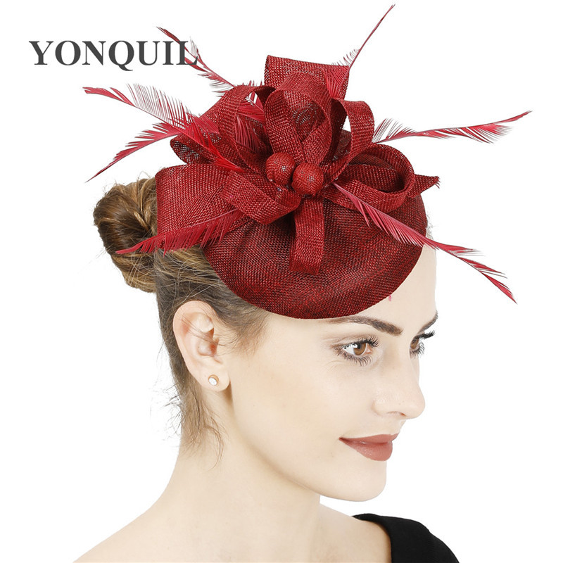 British retro linen gauze hat personal photo studio shooting feather hair accessories bride hat headdress celebrity hat accessories