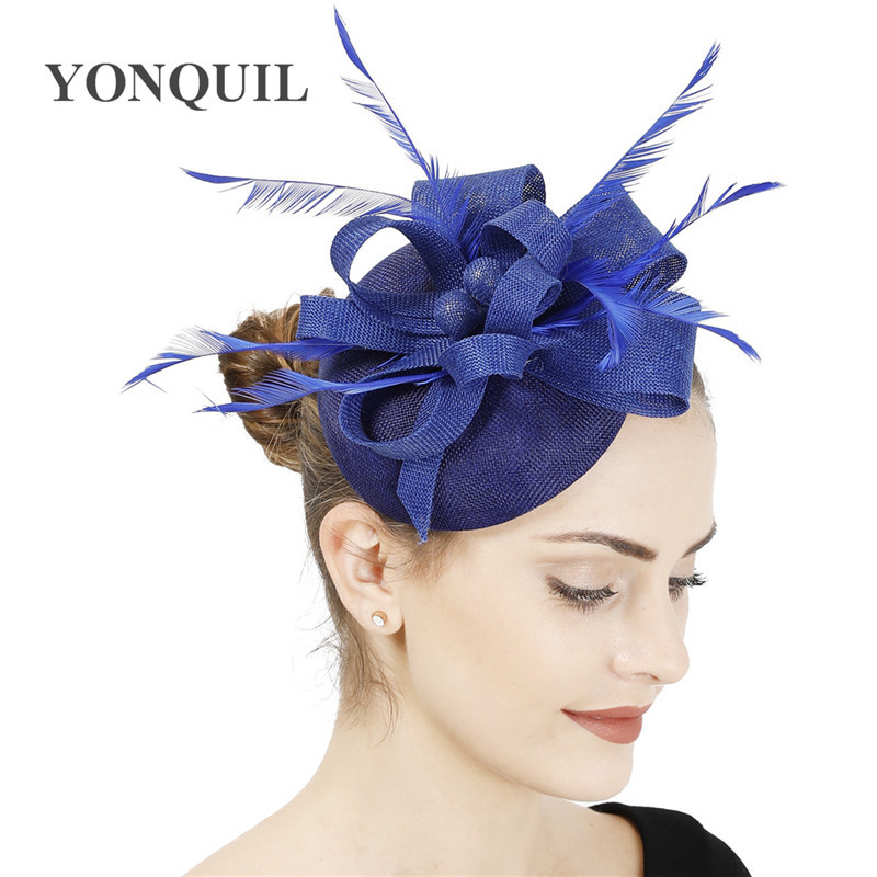 British retro linen gauze hat personal photo studio shooting feather hair accessories bride hat headdress celebrity hat accessories