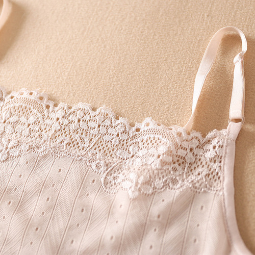 Yue Yue Real Silk Bodysuit for Women Mulberry Silk Teenage Breathable Lining Bra Large Size Knit Lace Straps Bustier