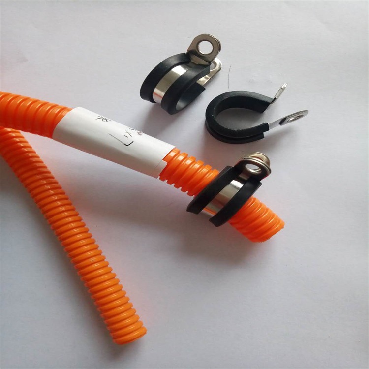 上海供应金属带胶垫夹箍 M8螺栓固定汽车线束夹箍21.2mm