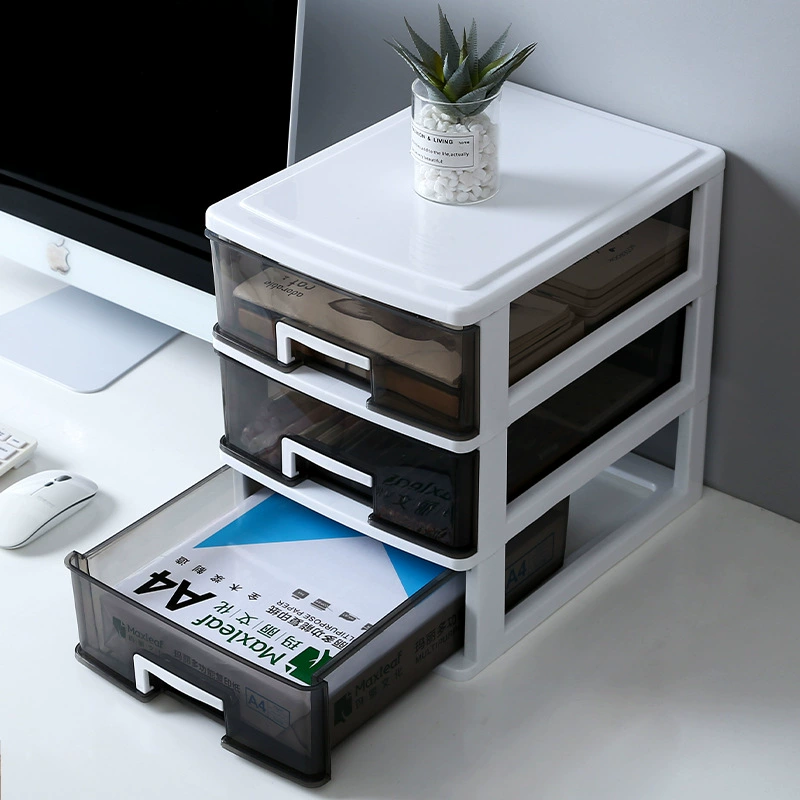 Хозяйственная прозрачная настольная многоуровневая коробка для хранения, простая пластиковая ящик для документов формата A4, офисная кладовая для бумаг