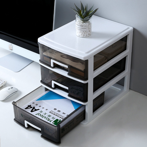 Household transparent desktop storage box multi-layer simple plastic a4 paper drawer-type storage cabinet office file storage box
