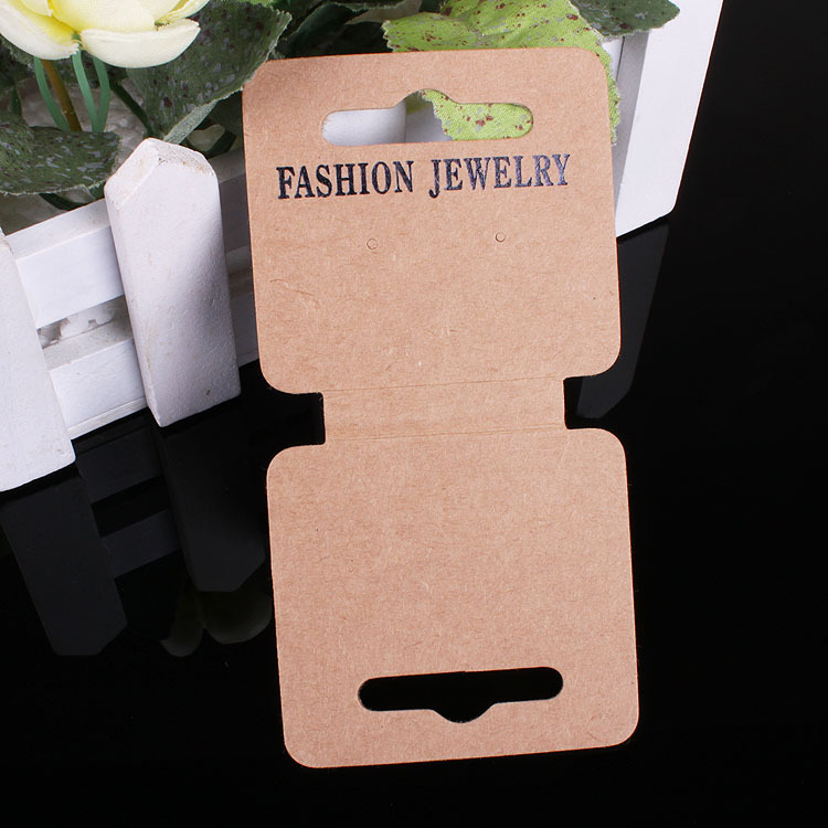 厂家直销 项链耳环套装 通用对折复古牛皮纸饰品包装卡片 6*12cm