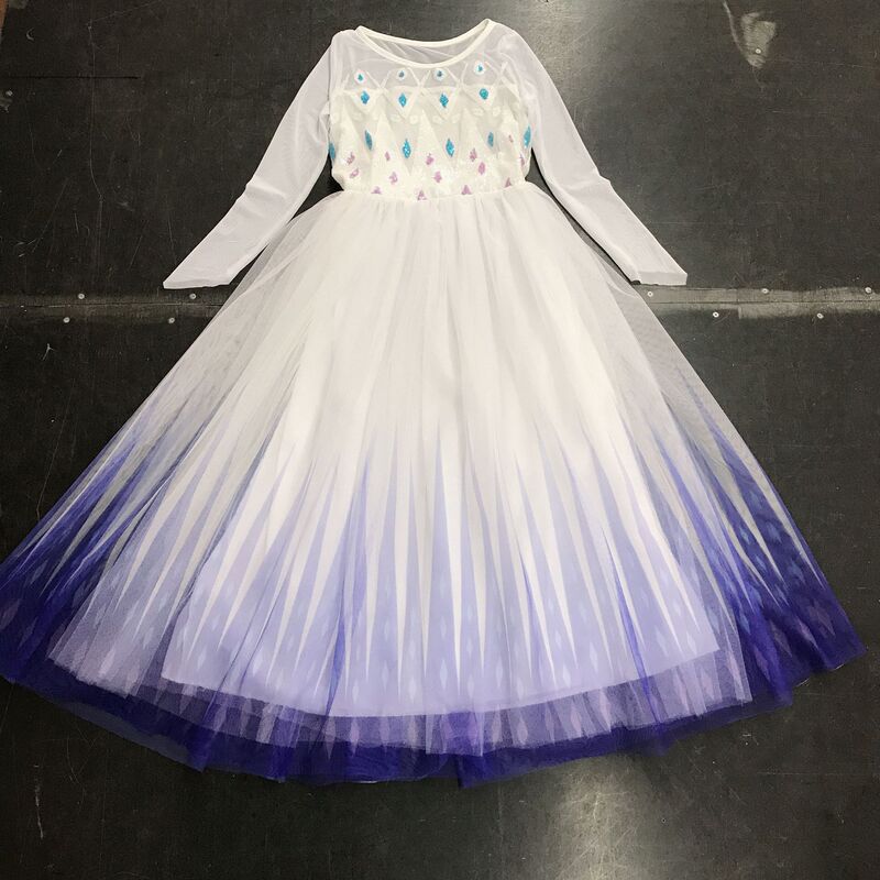 2026 New Frozen 2 Elsa Princess Dress Sequined Halloween Elsa White Dress Long-Sleeved Export
