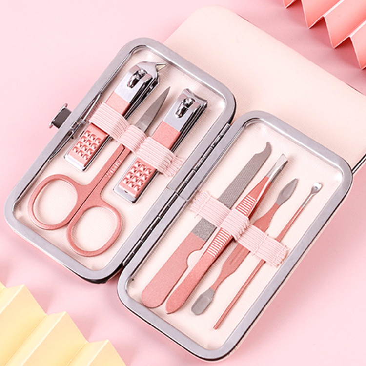 Rose Gold Eagle Mouth pliers Beauty Nail Manicure pedicure knife set Nail clipper set 7 sets of care tools