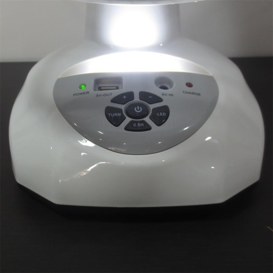 S012 12 pulgadas 9 velocidad de viento iluminación LED puede cargar el ventilador de escritorio de emergencia ventilador de carga de teléfono móvil