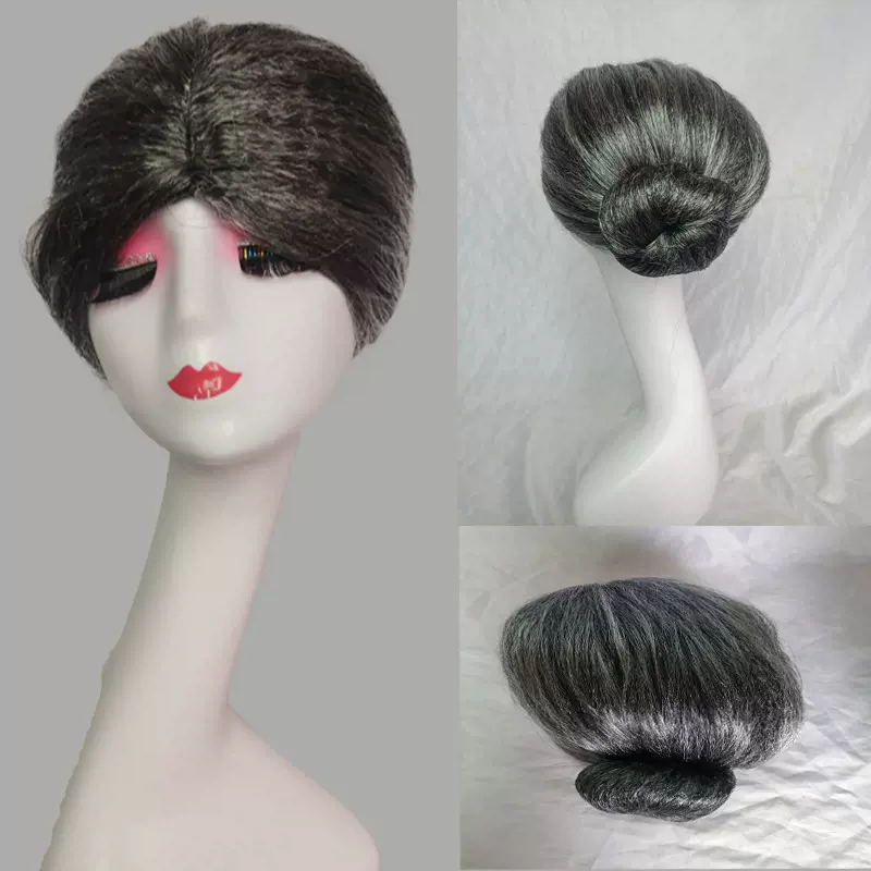 老婆婆假发万圣节装扮发套舞台道具老奶奶灰白奶奶斜刘海短发