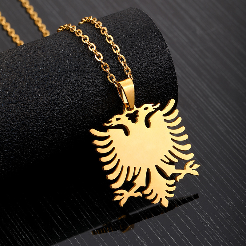 jewelry hot selling Albania Eagle Map Pendant Necklace Unisex Stainless Steel Necklace Jewelry_voghion.com