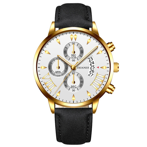 Wholesale DIJANES New Leather Men's Fashion Quartz Watch Casual Business Men's Calendar Watch