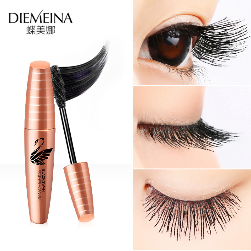 Chinese brand butterfly Meina leopard print black swan 3D mascara slender thick curly fiber 2 in 1
