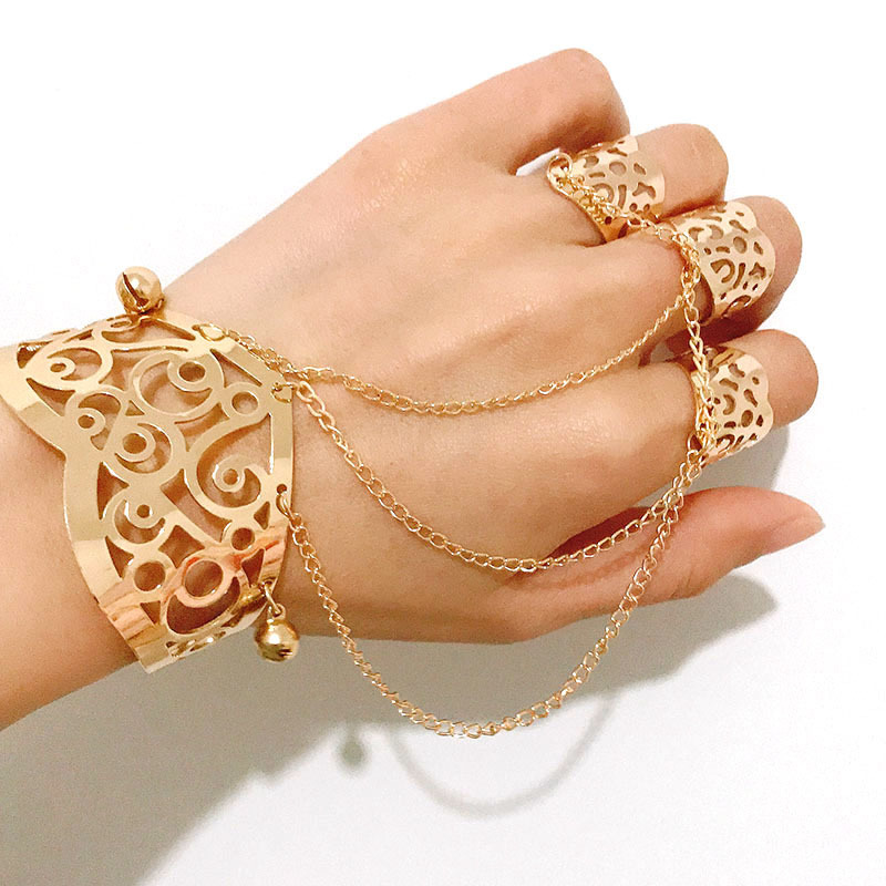 Cross-border supply foreign trade hollow bracelet bracelet ring three-in-one retro carved bracelet ring nail ring Cross-border supply foreign trade hollow bracelet bracelet ring three-in-one retro carved bracelet ring nail ring