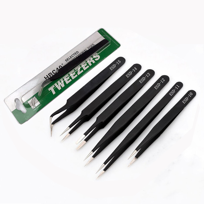 Borde redondo Acero inoxidable negro plata ESD/ST pinzas de codo desmontaje máquina herramienta clip Nido de Pájaro injerto pinzas de pestañas