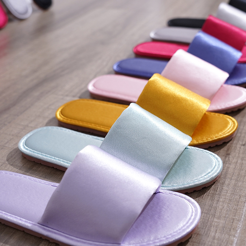 Candy-Colored Satin Home Slippers for Women, In-Stock Non-Slip Soft-Soled Breathable Maternity Shoes, Summer Thin Breathable Style Candy-Colored Satin Home Slippers for Women, In-Stock Non-Slip Soft-Soled Breathable Maternity Shoes, Summer Thin Breathable Style
