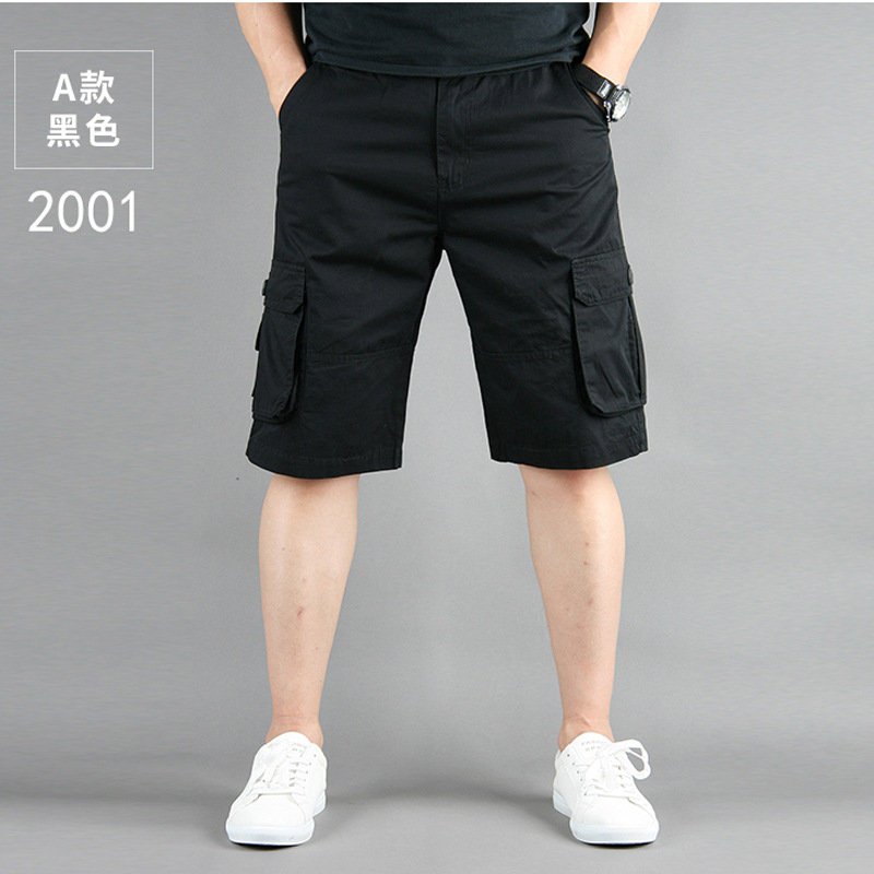 Verano nuevo multi-Bolsillo pantalones cortos de ropa de trabajo casual de los hombres sueltos pantalones cortos de algodón de los hombres quinto pantalones de moda