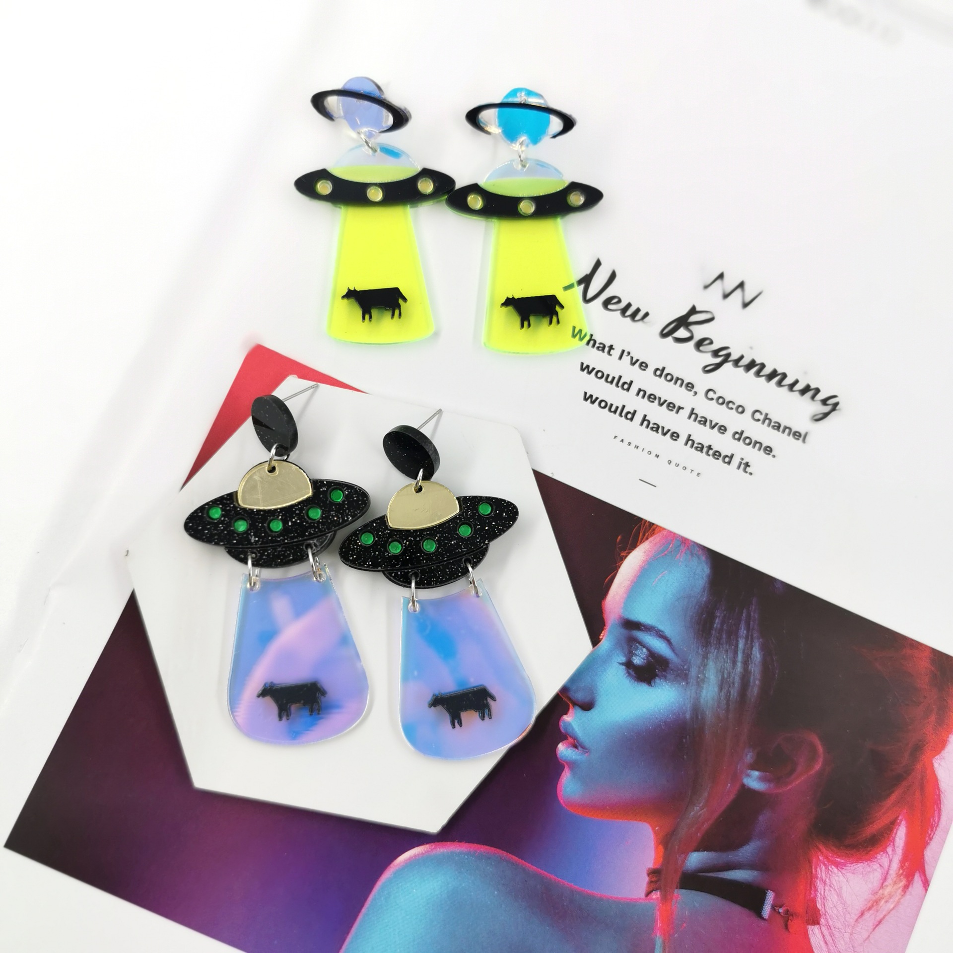 acrylic fluorescence earrings