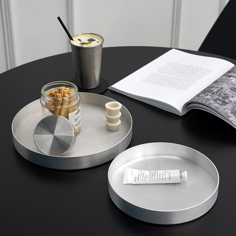 Aluminum round storage tray Nordic coffee tray Japanese -style…