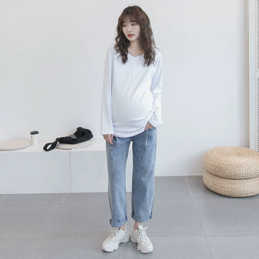 Осенняя футболка для беременных, с длинным рукавом, oversize