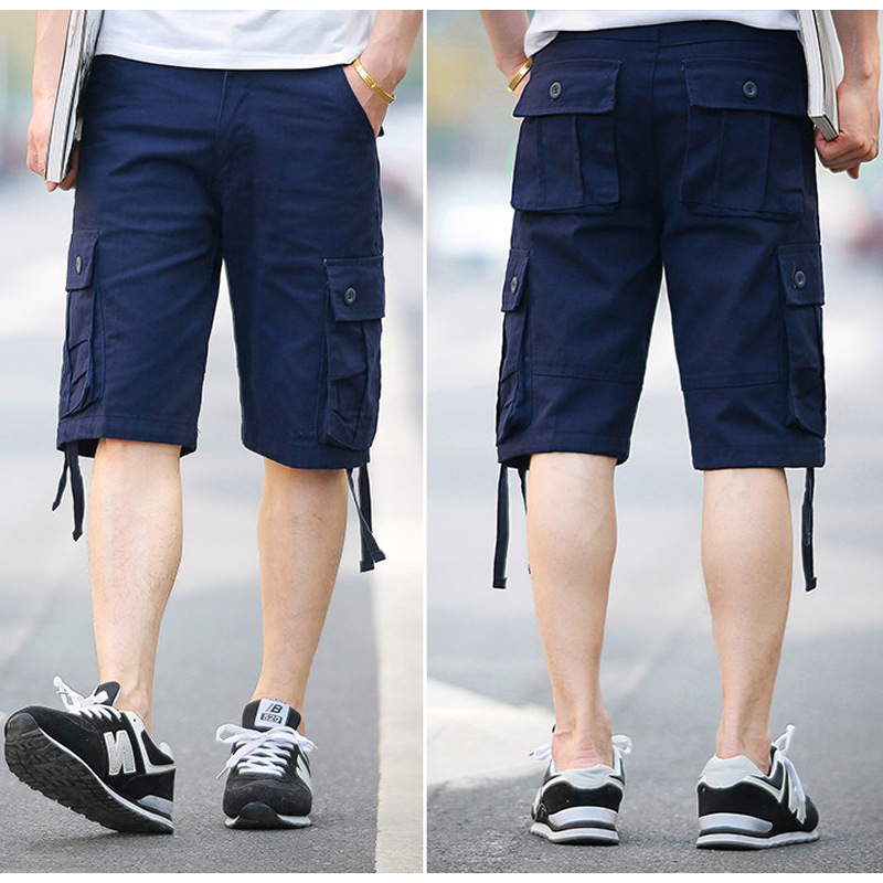 Verano nuevo multi-Bolsillo pantalones cortos de ropa de trabajo casual de los hombres sueltos pantalones cortos de algodón de los hombres quinto pantalones de moda