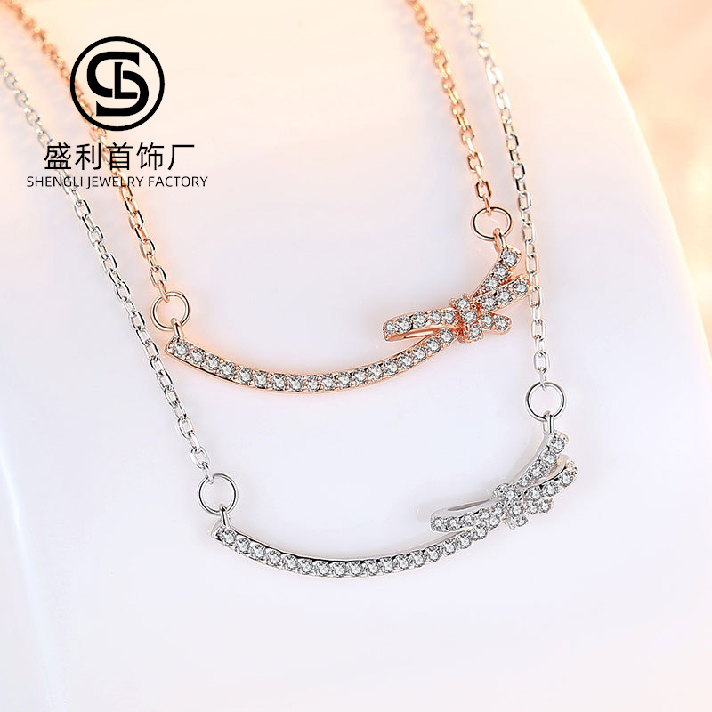 S925 sonrisa arco collar moda femenina Singapur nicho diseño simple clavícula cadena ins Internet celebridad colgante