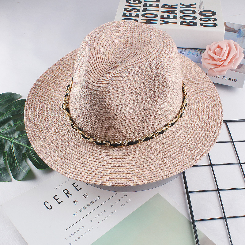 Sombrero de paja de viaje de verano para mujer de estilo coreano sombrero de copa casual jazz británico cubierta de playa Sombrero sol protección solar sombrero de sol marea