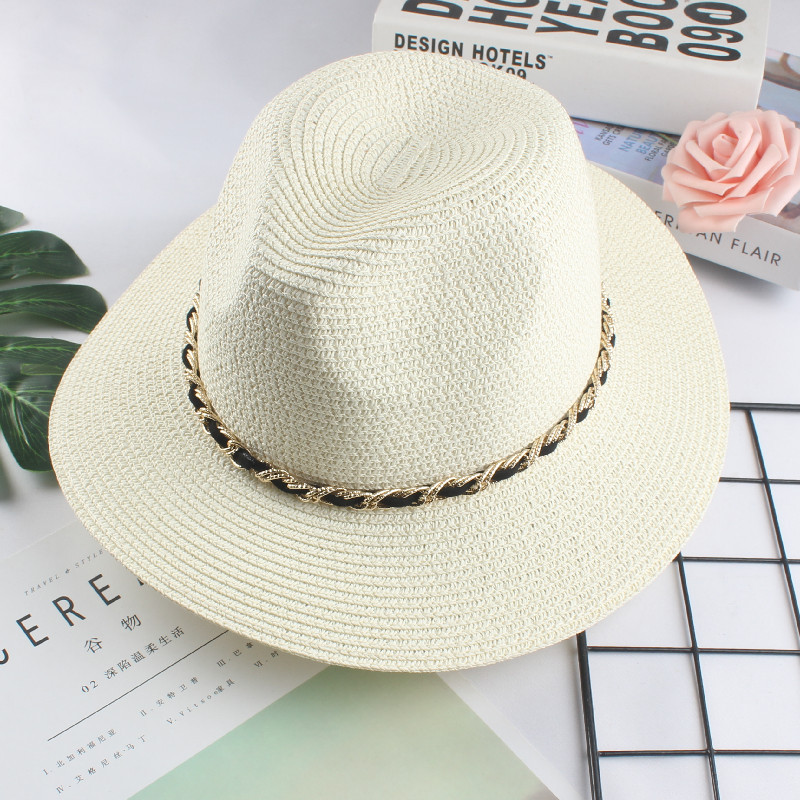 Sombrero de paja de viaje de verano para mujer de estilo coreano sombrero de copa casual jazz británico cubierta de playa Sombrero sol protección solar sombrero de sol marea