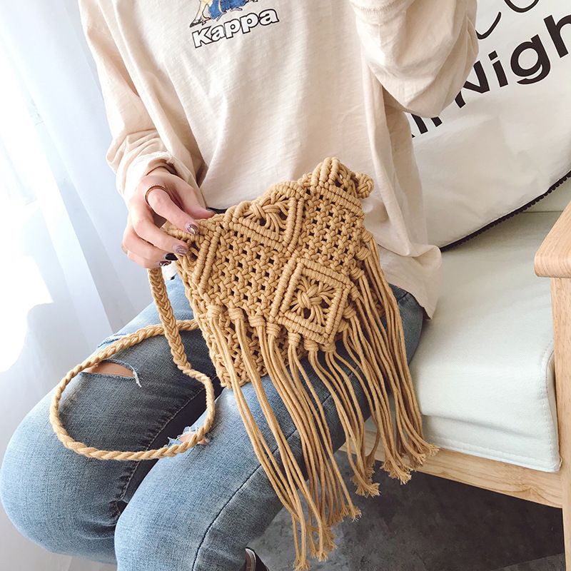 Beach ethnic woven one-shoulder bag