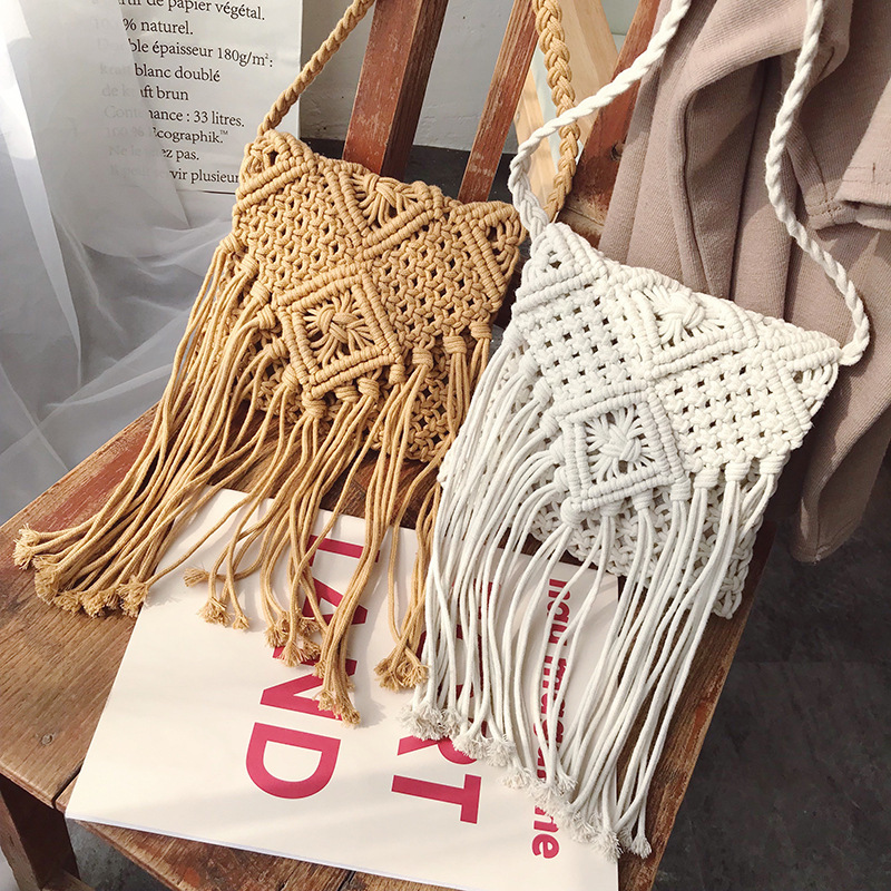 Beach ethnic woven one-shoulder bag