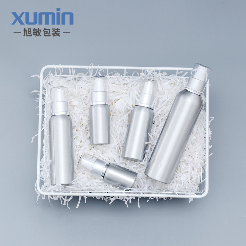 Fábrica en stock 100mL botella de loción de aluminio botella de prensa cosméticos sub-embalaje loción de aluminio botella vacía Xumin material de embalaje image 5