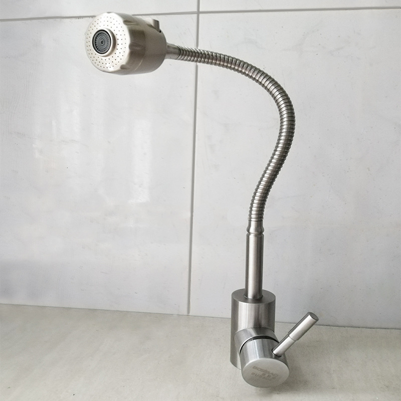 Universal Kitchen Faucet Anti-Splash Hot and Cold Water Household Sink Stainless Steel Two-Function Spray Faucet