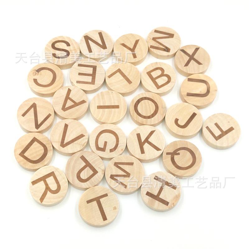 30mm madera grabado 26 letras/números oblea 7mm grueso madera grabado A- Z letras oblea