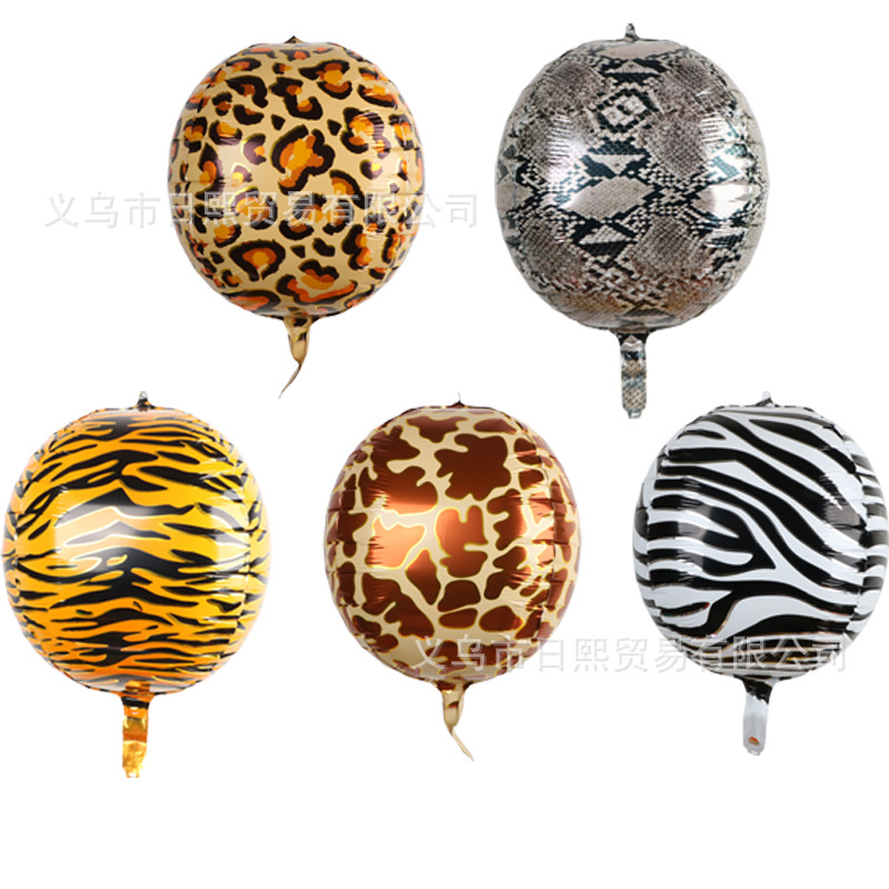 22 pulgadas tridimensional 4D animal patrón película de aluminio globo patrón de leopardo patrón de tigre patrón de serpiente fiesta de cumpleaños decoración globo diseño
