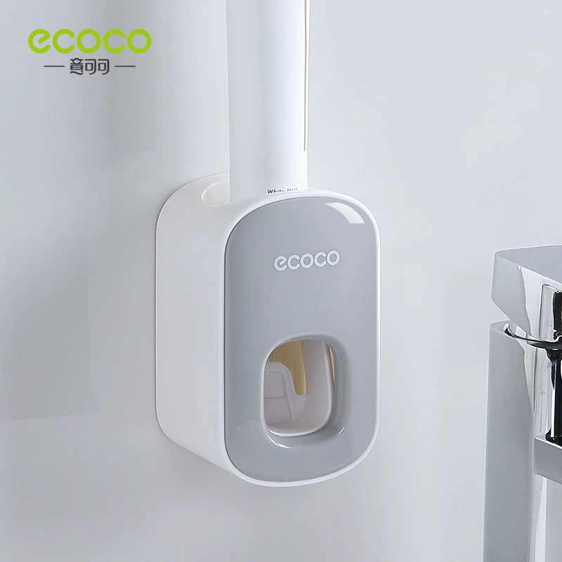 Автоматический дозатор зубной пасты (ecoco) настенный, без отверстий, бесконтактный, серый/черный