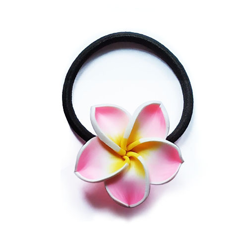 Suministro transfronterizo de Flor de huevo anillo de pelo material de cerámica suave flor cuerda de pelo banda de goma negra tocado flor corbata de pelo joyería de la cuerda