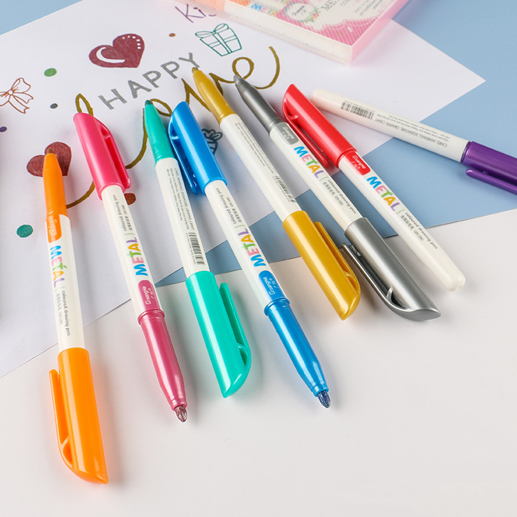 Guangna 580 color pluma de metal DIY álbum marca de metal negro Tarjeta pluma arte firma pluma 12 color transfronteriza