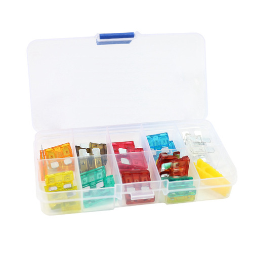 30 mixed car fuses, small and medium-sized mini fuse clip storage box, 60 mixed inserts