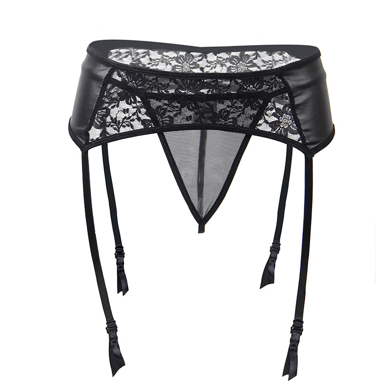 Europa y los Estados Unidos comercio exterior bajo precio mayorista cuero negro encaje de empalme M - 6XL tamaño grande cinturón de calcetín elástico