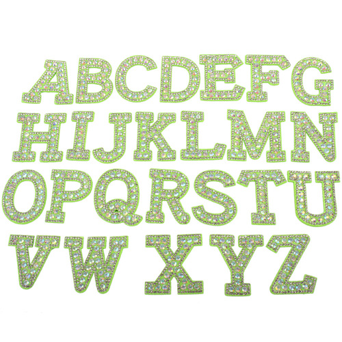Cross-border hot-selling diamond 26 English alphabet patches DIY clothing bags hand-sewn hot stamped pearl alphabet cloth patches