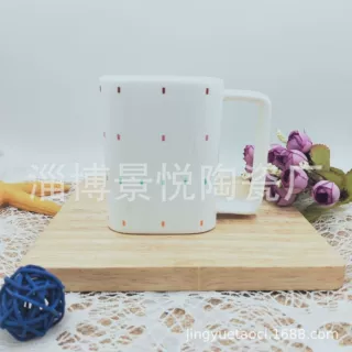 定制方形陶瓷杯 四方杯 异形马克杯 注浆陶瓷杯 方形色釉杯子