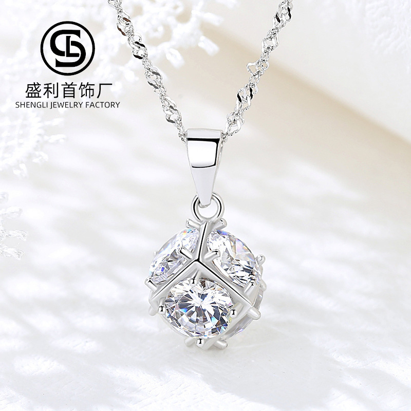 S925 plata esterlina amor diamante amor collar femenino colgante japonés y coreano moda estudiante clavícula cadena joyería para novia