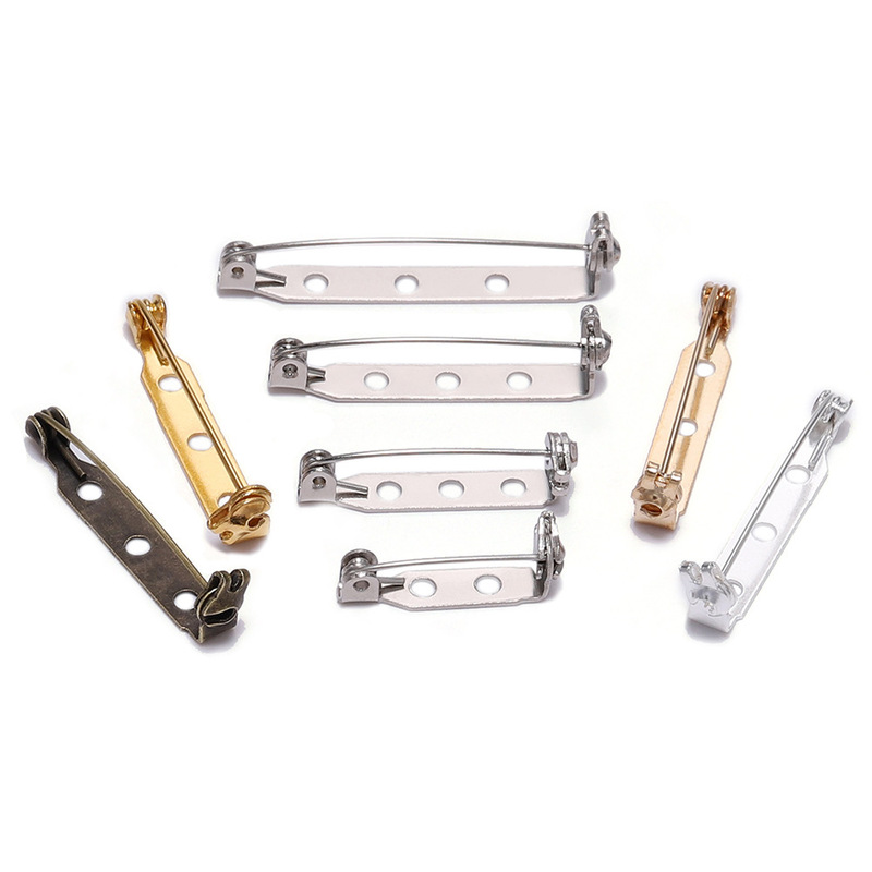 Two-hole three-hole iron simple pin with hole pin DIY accessories rotating safety buckle adhesive brooch