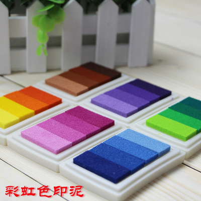 DIY随心变彩虹渐变凹腰印泥彩虹色印章搭配印泥6色可选|ms