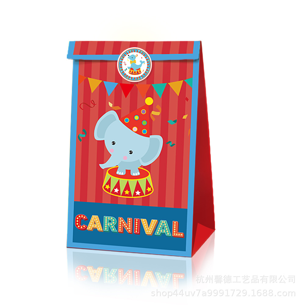 LB013 mexicano circo elefante carnaval fiesta bolsa cumpleaños fiesta caramelo bolsa regalo bolsa de papel