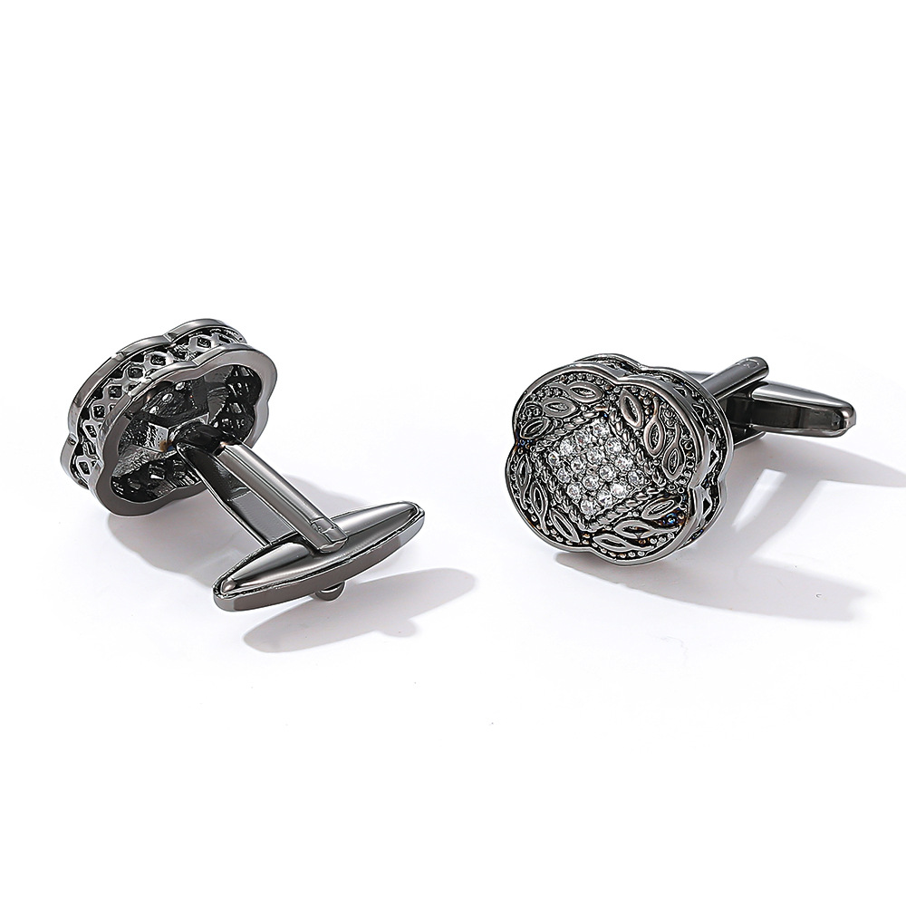 Gemelli da uomo quadrati in zircone vintage accessori camicia rame_voghion.com