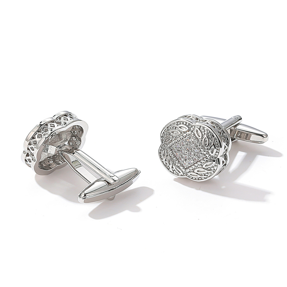 Gemelli da uomo quadrati in zircone vintage accessori camicia rame_voghion.com